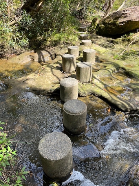 Hiking In Brisbane Waters National Park - ZStepping atones as Pikes Creek Crossing